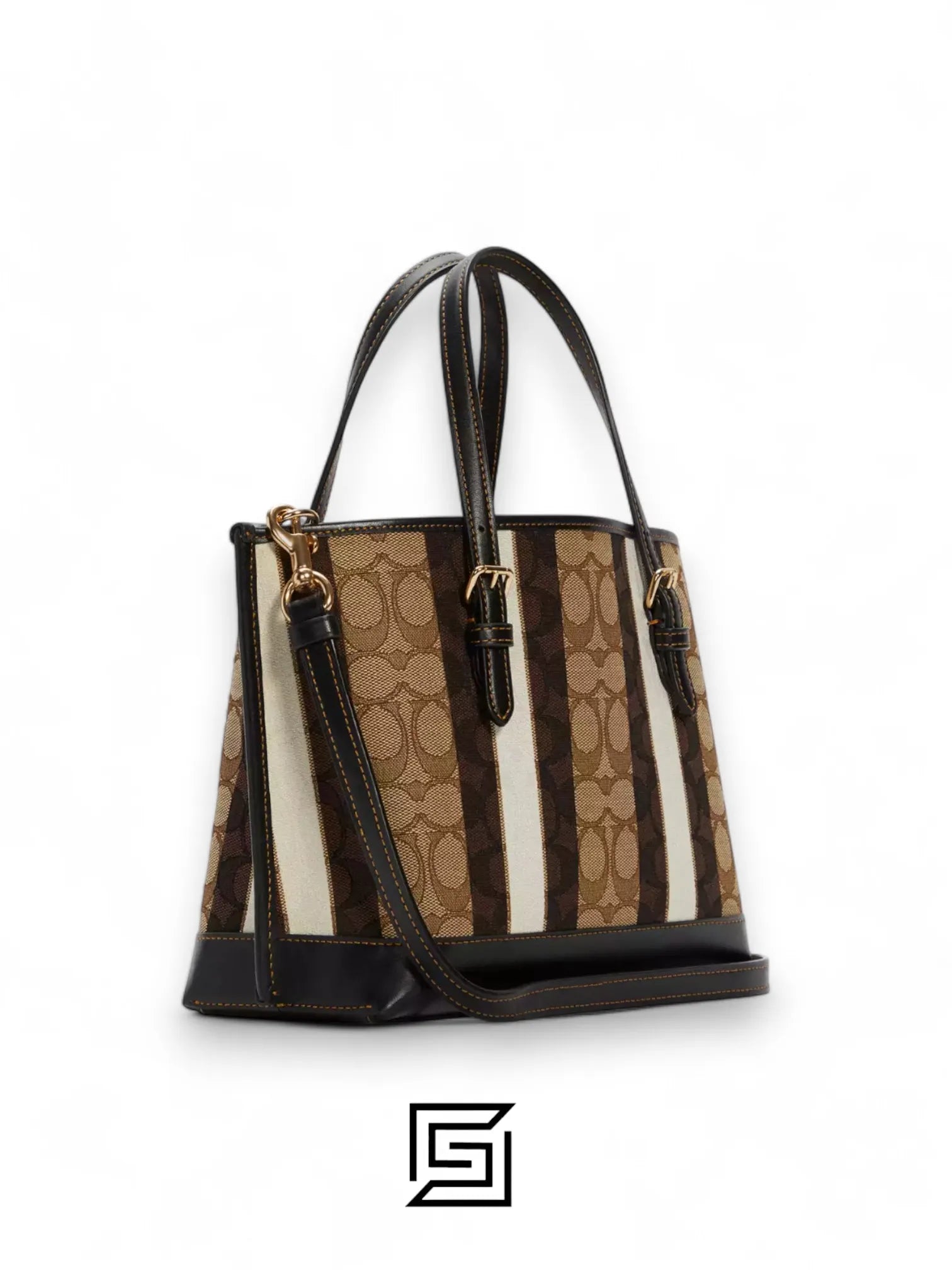 Coach leather Mollie Tote Bag 25 In Signature Jacquard With Stripes C4086