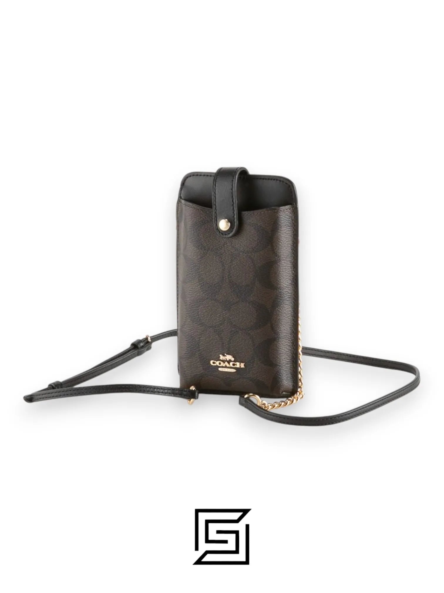 Coach Phone Crossbody In Signature Canvas Dark Brown Style No. C7397