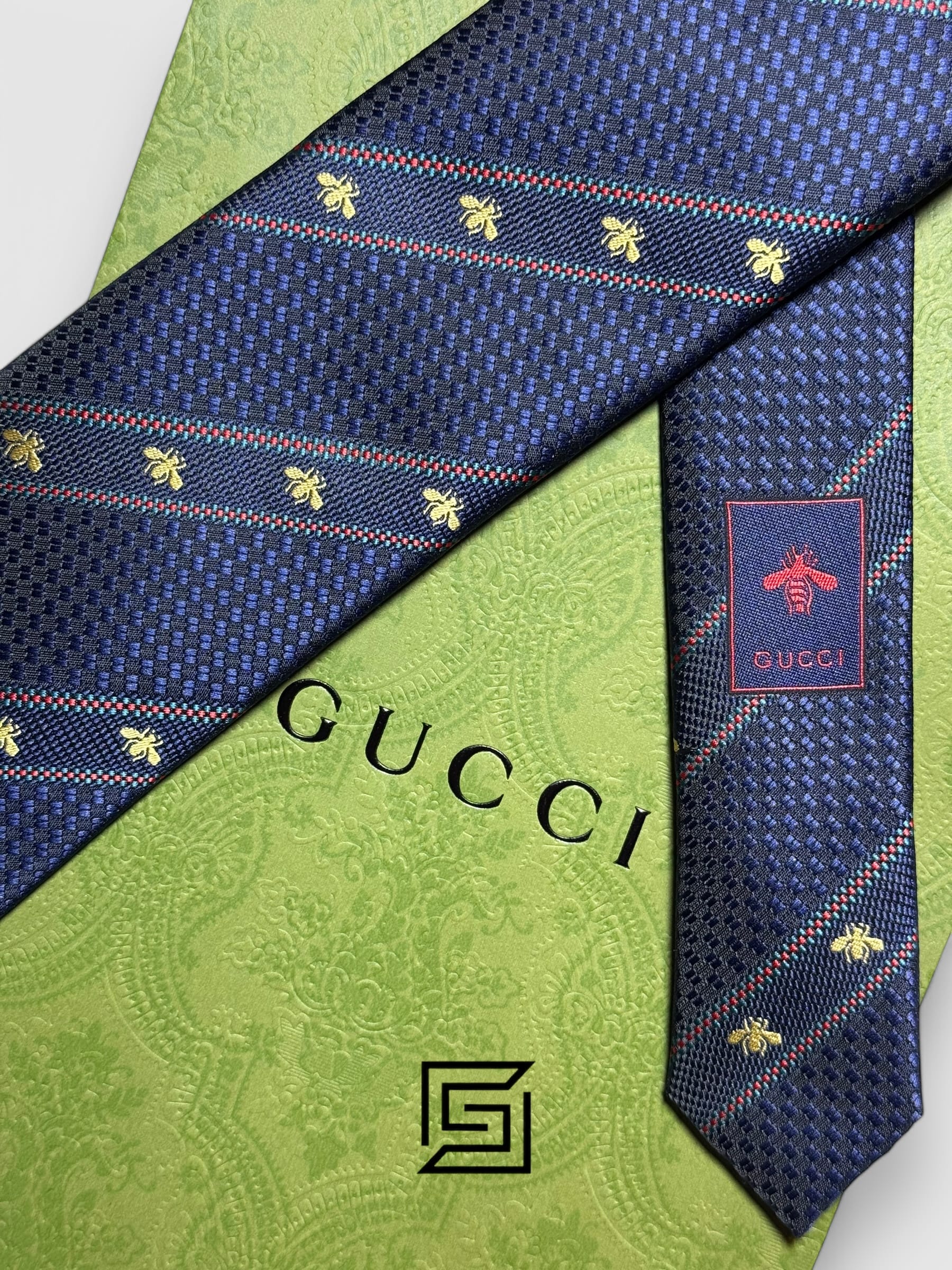 Gucci - Navy Blue Color With Gold Bee Constant Pattern