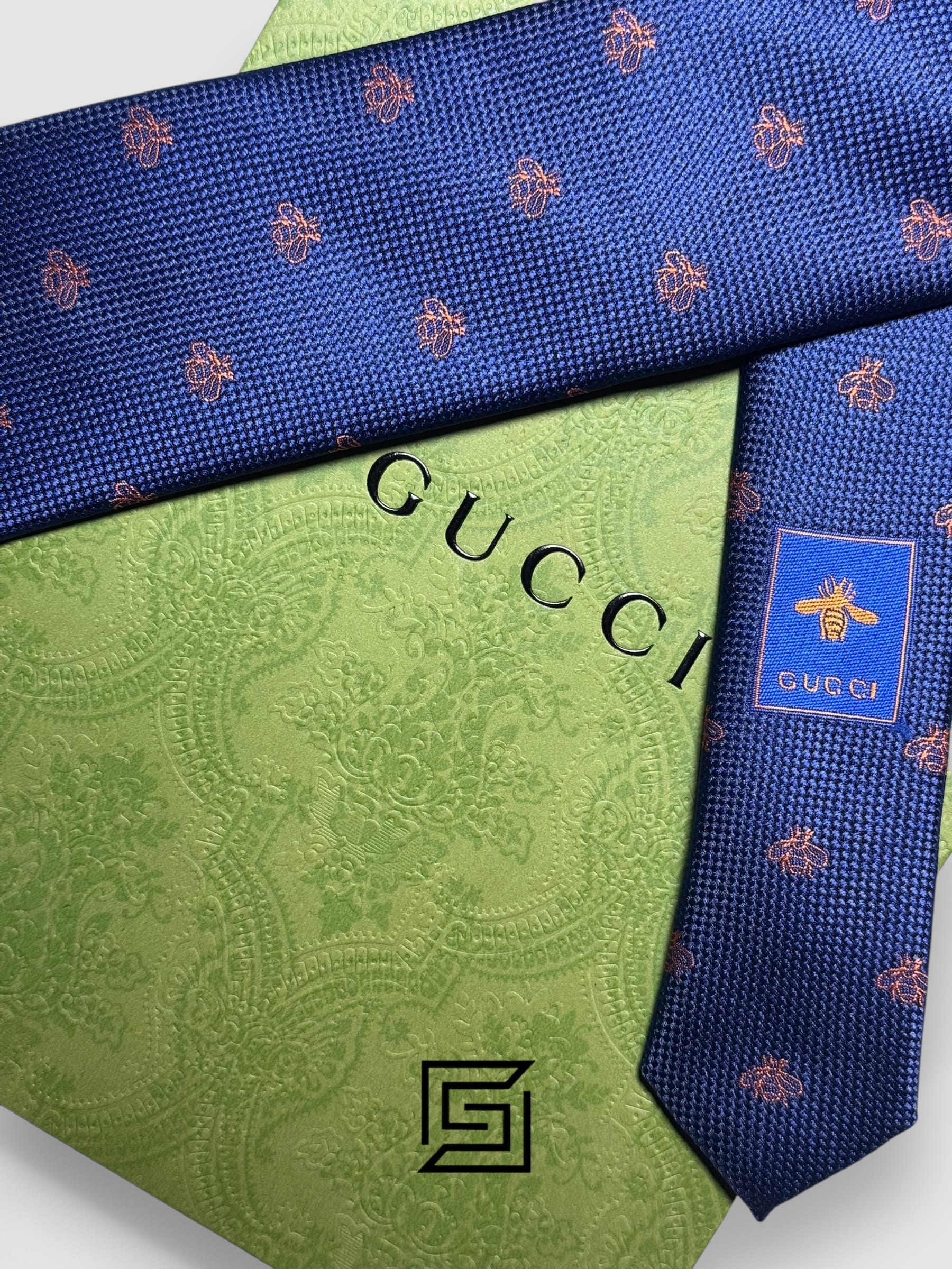 Gucci - Navy Blue Color With Brown Bee Pattern