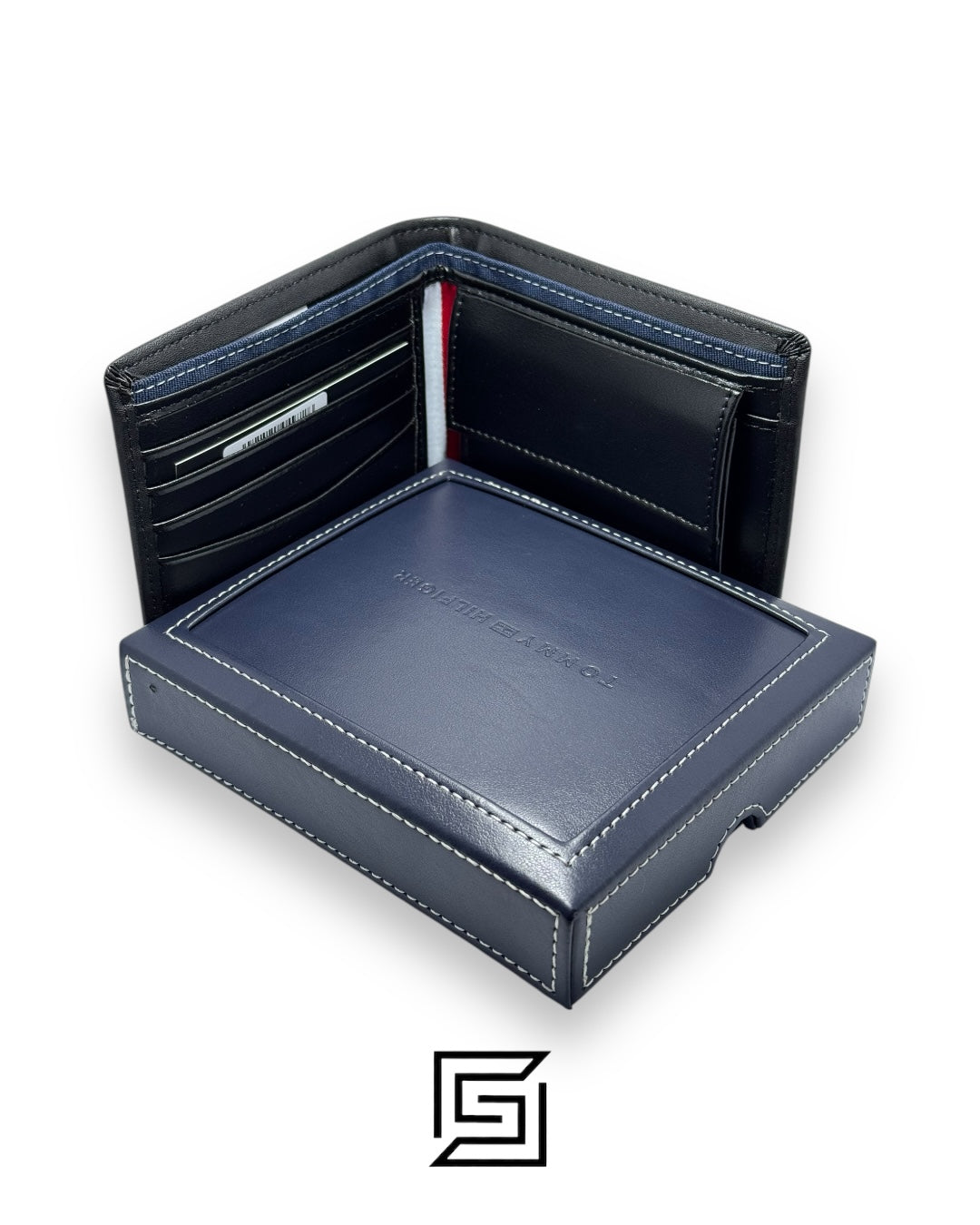 New Box TOMMY SINGLE WALLET W HILLFIGER HARD LOGO IN MIDDLE /BLACK