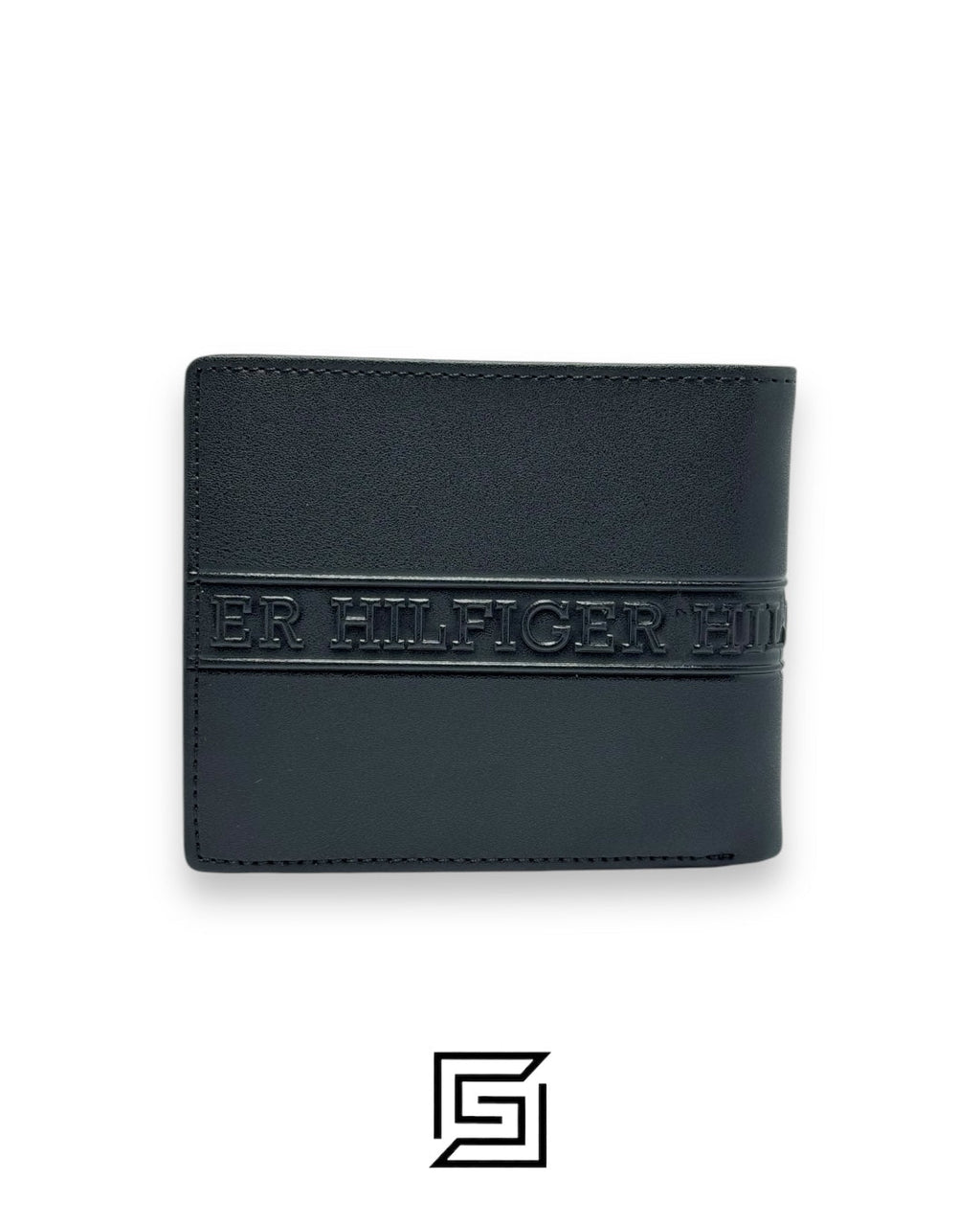 New Box TOMMY SINGLE WALLET W HILLFIGER HARD LOGO IN MIDDLE /BLACK