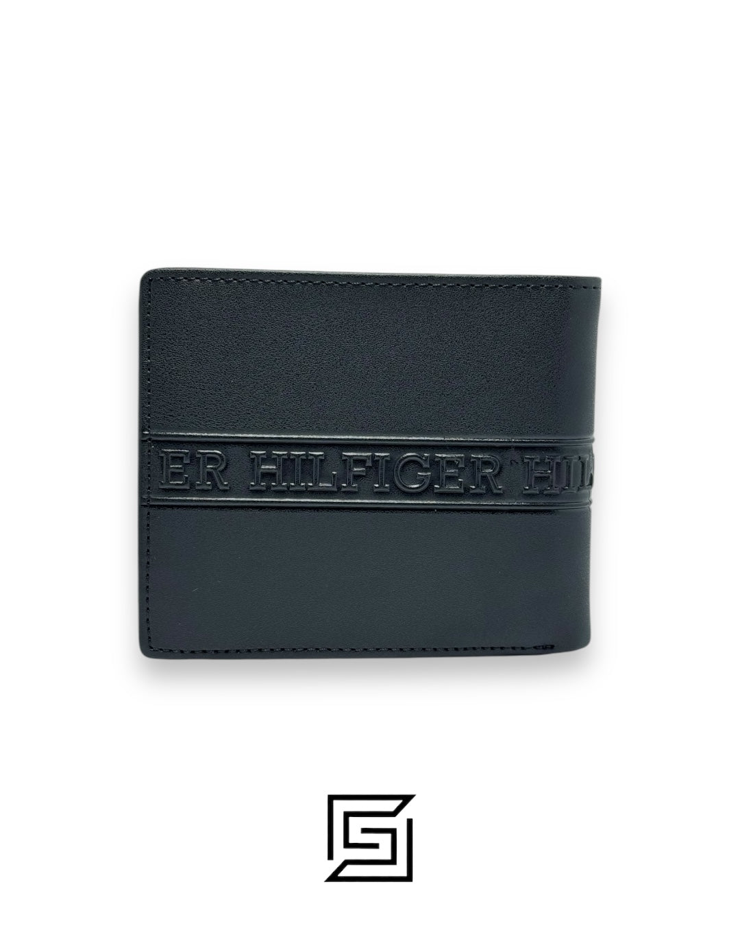 New Box TOMMY SINGLE WALLET W HILLFIGER HARD LOGO IN MIDDLE /BLACK