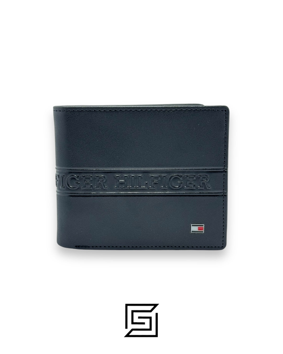 New Box TOMMY SINGLE WALLET W HILLFIGER HARD LOGO IN MIDDLE /BLACK