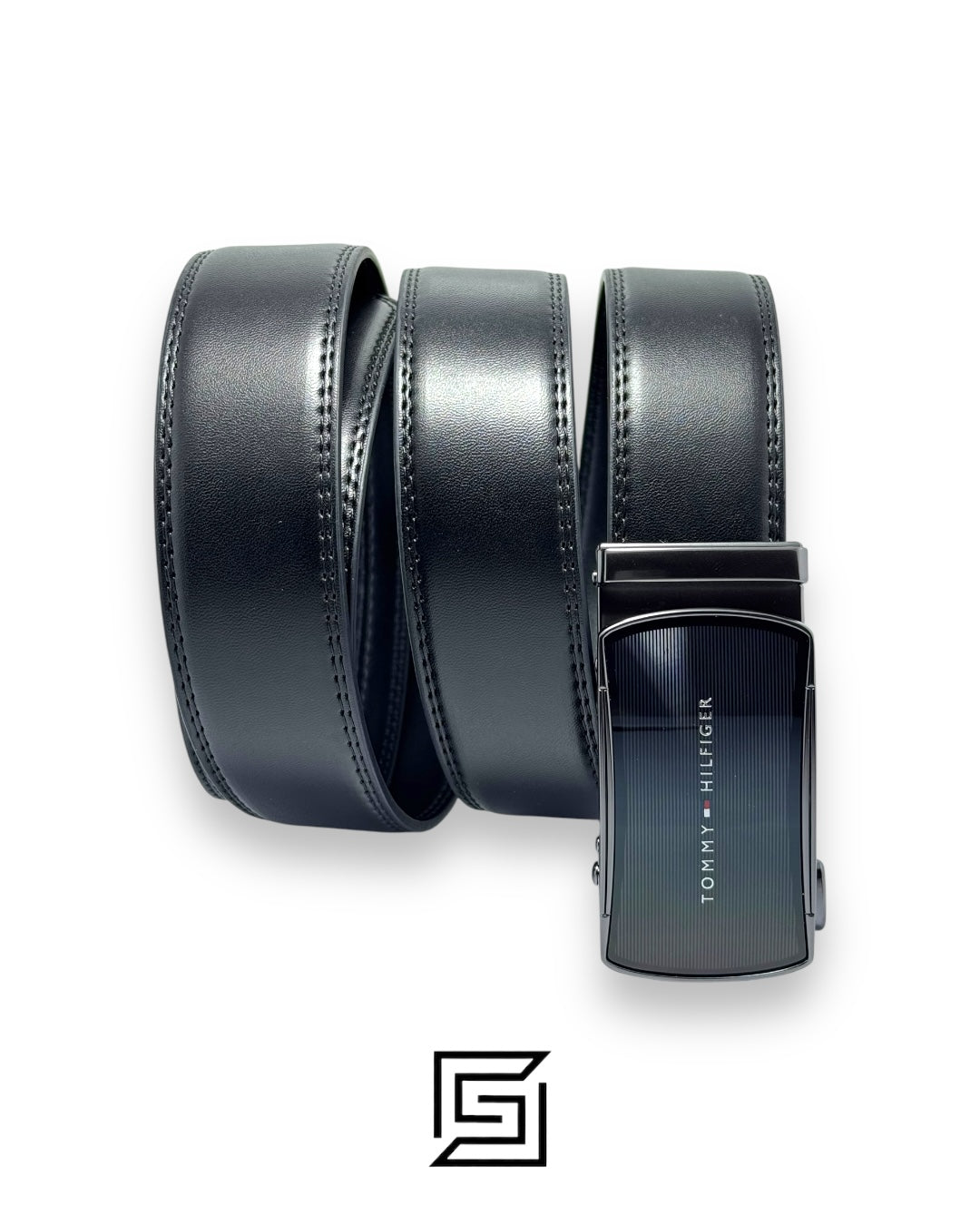 TOMMY SET BELT AND WALLET BLACK WALLET WITH LOGO ON RIGHT BLACK SOLID BELT