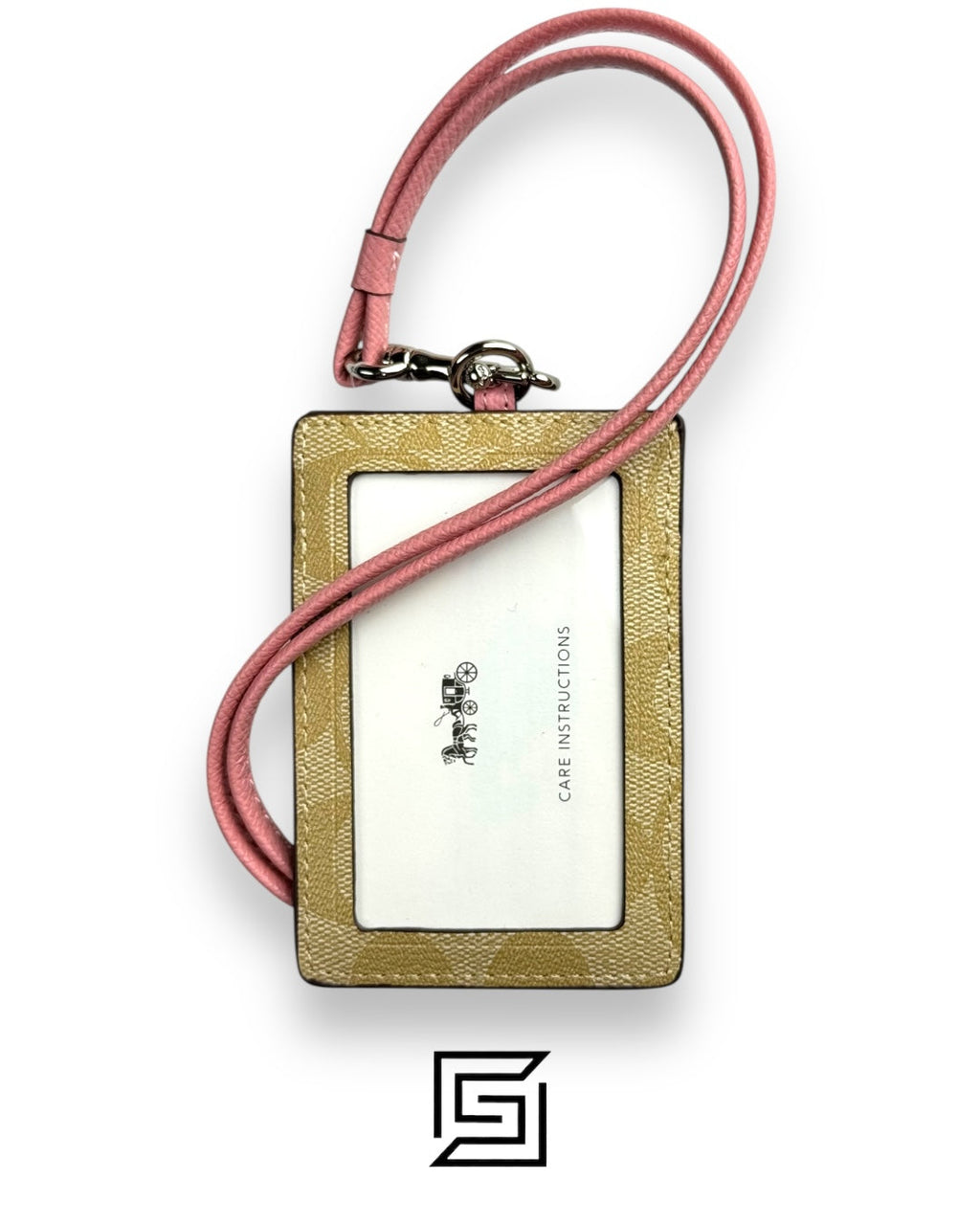 Id Lanyard In Signaure Canvas CZ285 Khaki x Light Pink
