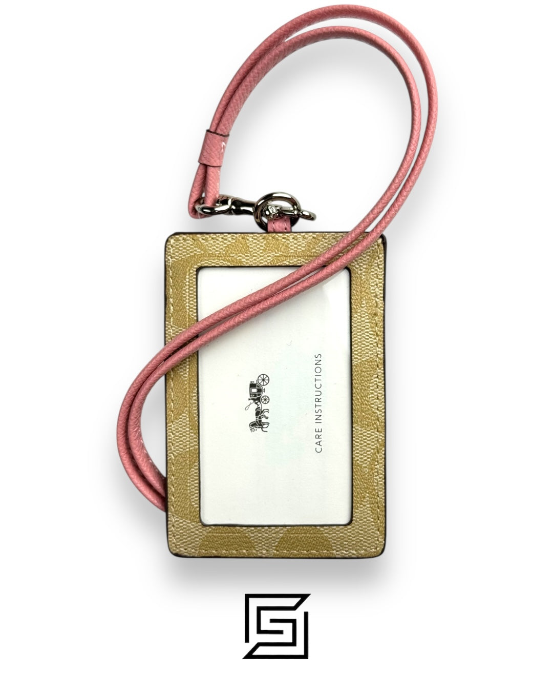 Id Lanyard In Signaure Canvas CZ285 Khaki x Light Pink