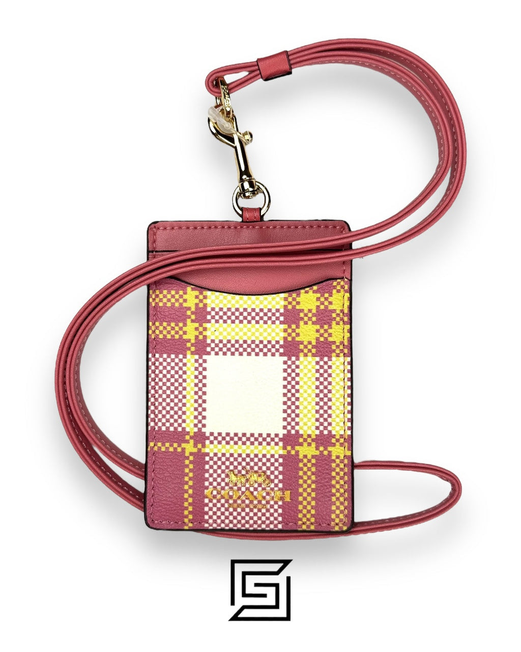 ID lanyard with garden plaid print C8685 Pink