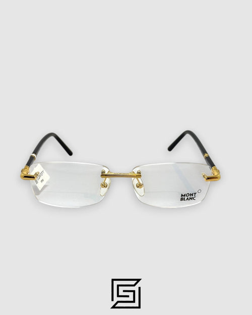 Montblanc MB0476 Rimless Optical Glasses - Gold Metal Frame with Black Temples
