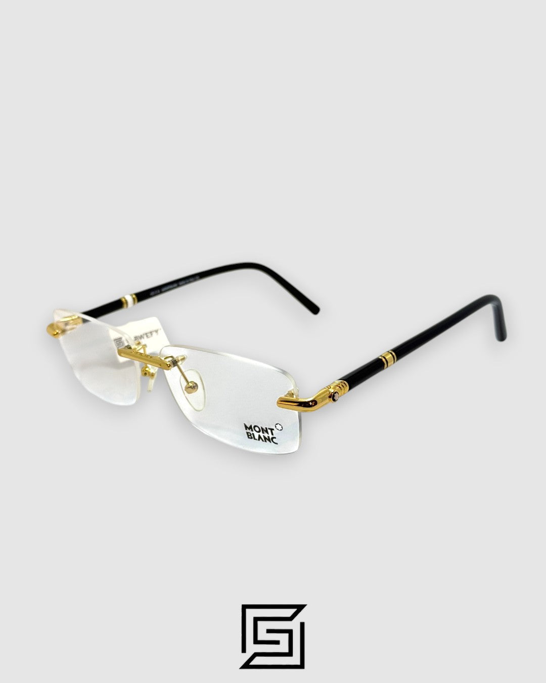 Montblanc MB0476 Rimless Optical Glasses - Gold Metal Frame with Black Temples