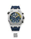 رويال أوك أوفشور WF0851 كوارتز عدادين مطاط أزرق