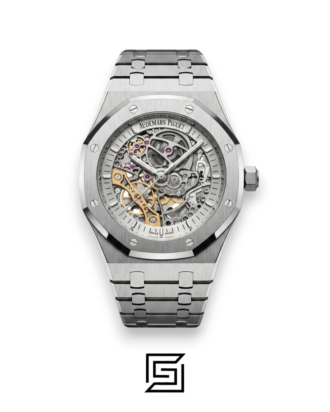 Royal oak WF0851 automatic Skeleton silver metal white dial