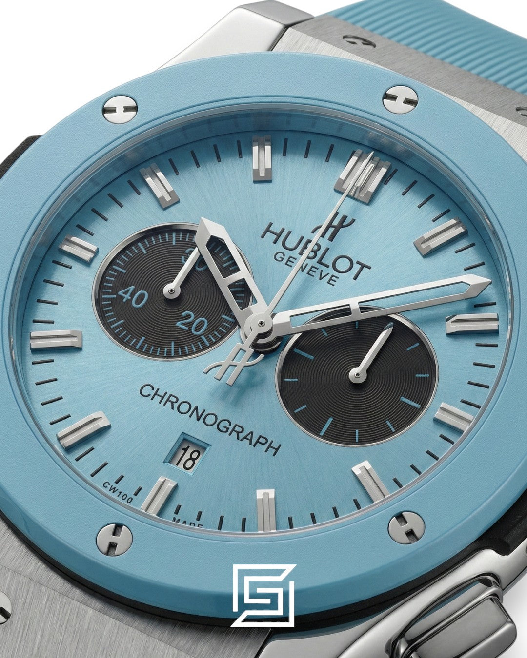 Hublot Classic Fusion Chronograph – Sky Blue Dial & Strap (38mm)