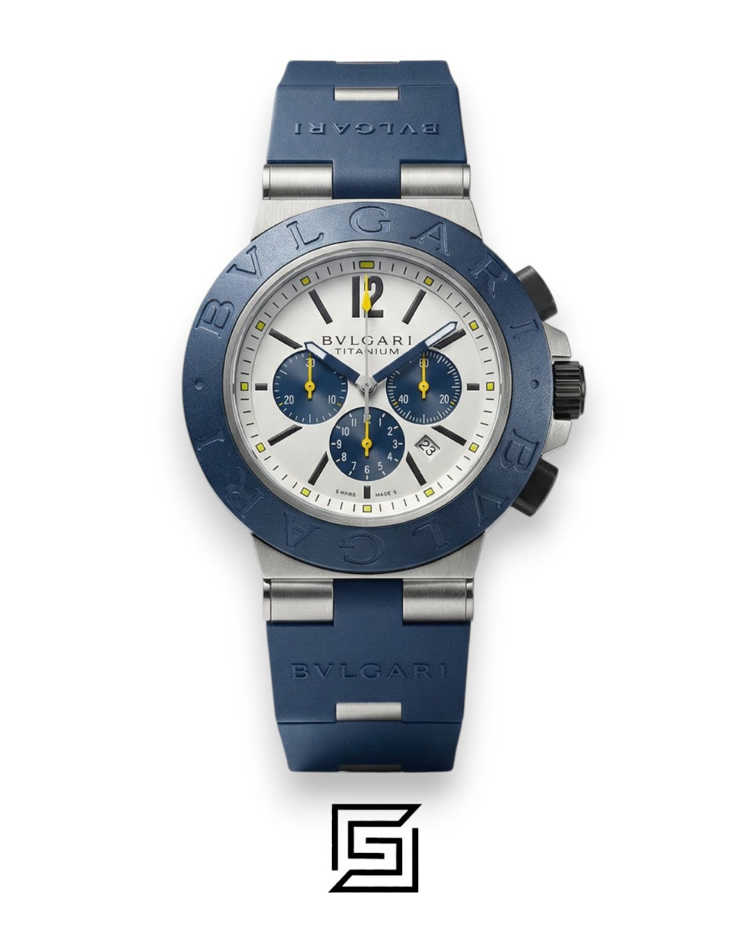 Bvlgari Aluminium Chronograph White Dial Blue Band Men’s Watch