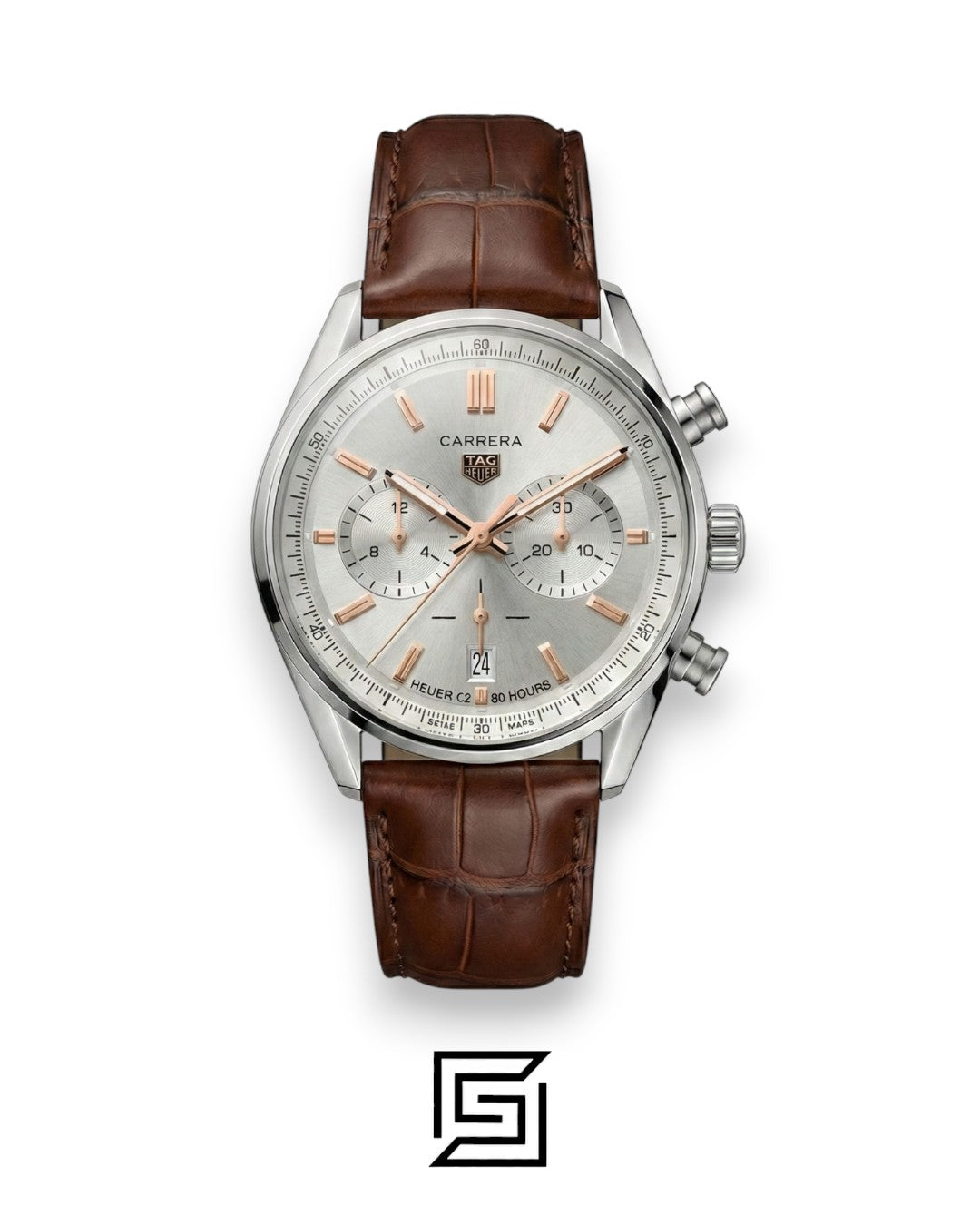 Tag Heuer Carrera Silver Dial Chronograph Brown Leather Men’s Watch