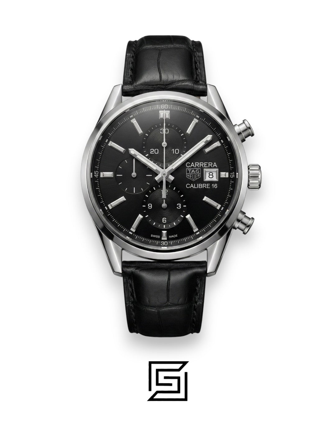 Tag Heuer Carrera Black Dial Chronograph Black Leather Men’s Watch