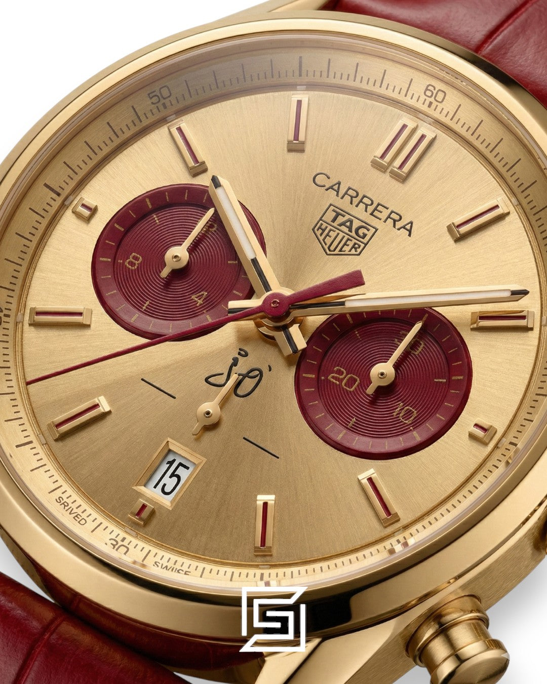 Tag Heuer Carrera Champagne Dial Red Chronograph Men’s Watch