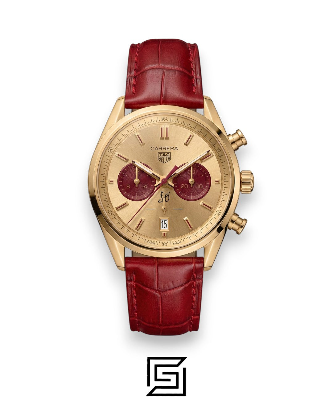 Tag Heuer Carrera Champagne Dial Red Chronograph Men’s Watch