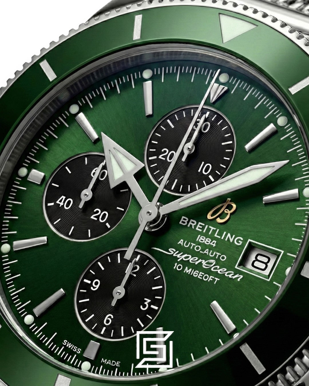 Breitling Superocean Chronograph – Green Dial – Mesh Bracelet – Japanese Quartz