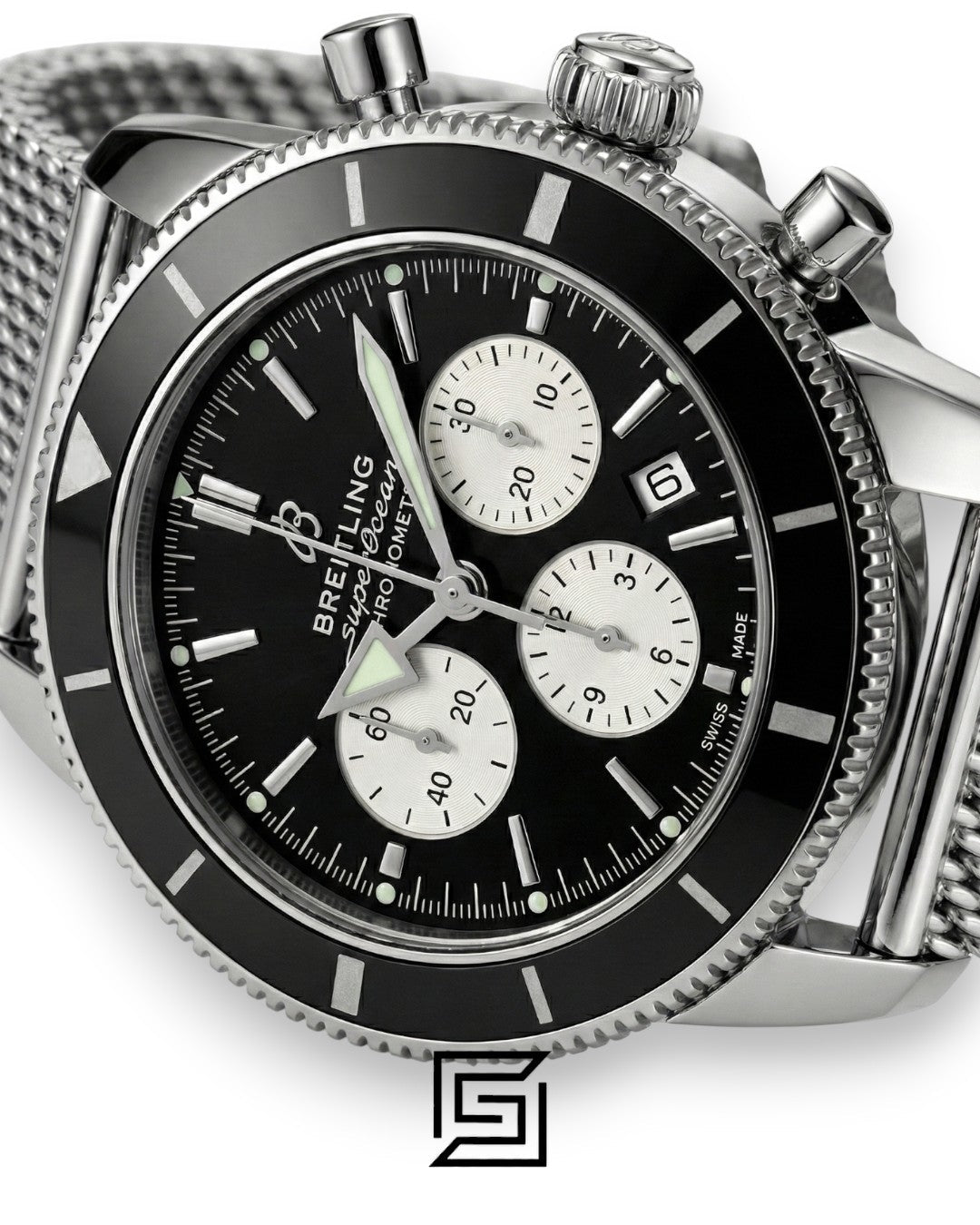 Breitling Superocean Heritage Chronograph – Black Dial – Mesh Strap – Japanese Quartz