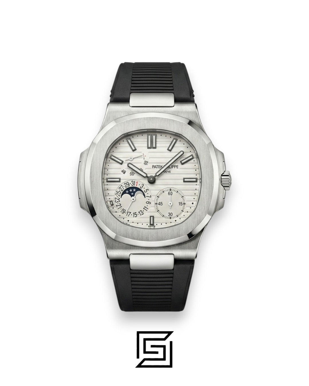 Patek Philippe Grand Complication – White Dial × Black Rubber Strap – Japanese Automatic