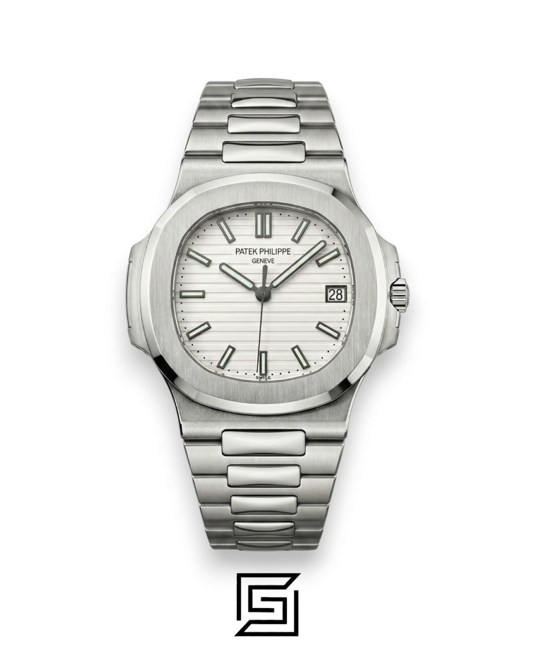Patek Philippe Nautilus – Textured White Dial - Silver Stainless Steel Bracelet - Japanese Automatic