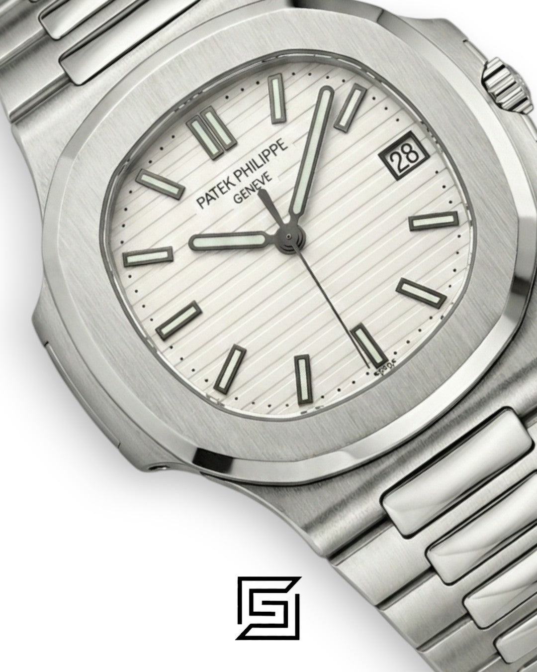 Patek Philippe Nautilus – Textured White Dial - Silver Stainless Steel Bracelet - Japanese Automatic