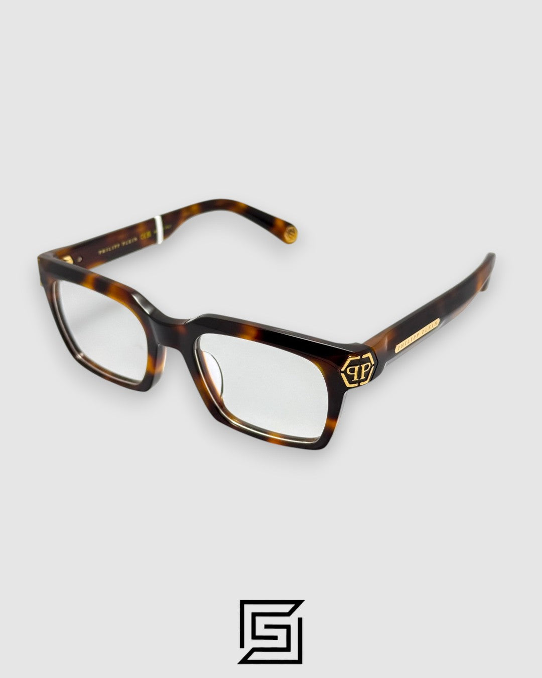 Product Title: PHILIPP PLEIN VPP082M Dark Shapes Eyeglasses - Tiger Gold Havana Frame