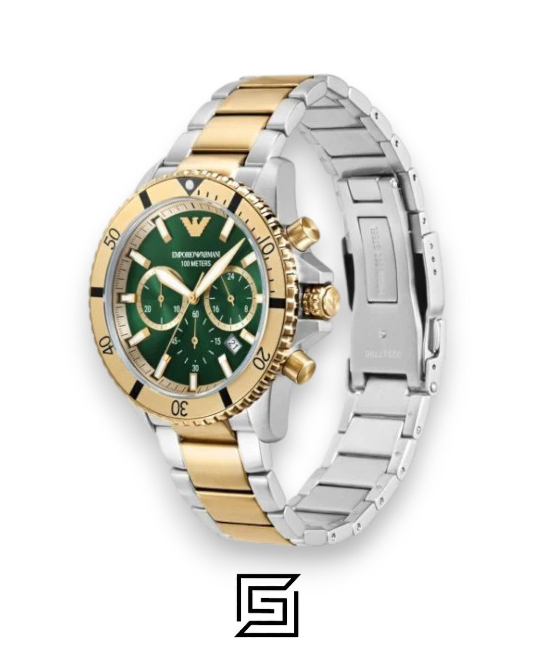 Emporio Armani AR11586 Men's Two-Tone Stainless Steel 43mm Green Dial Watch