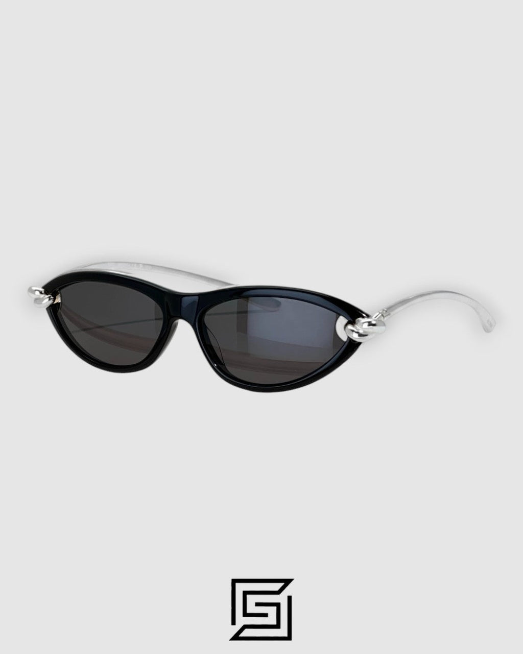 Bottega Veneta BV1390S 007 Black Lenses With Black Frame Silver Arm Sunglasses