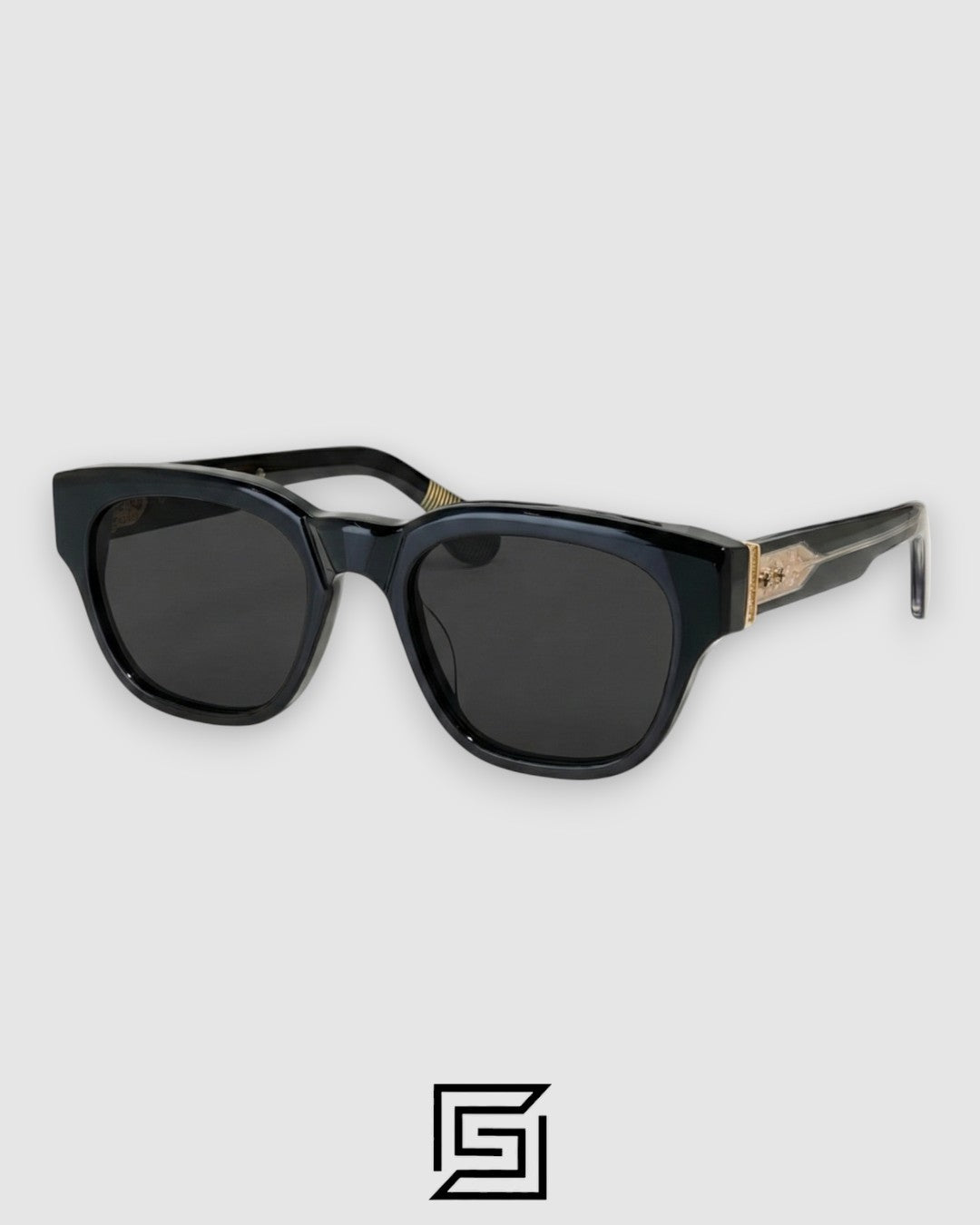 Chrome Hearts MIDIXATHRLL II عدسات سوداء مع إطار أسود