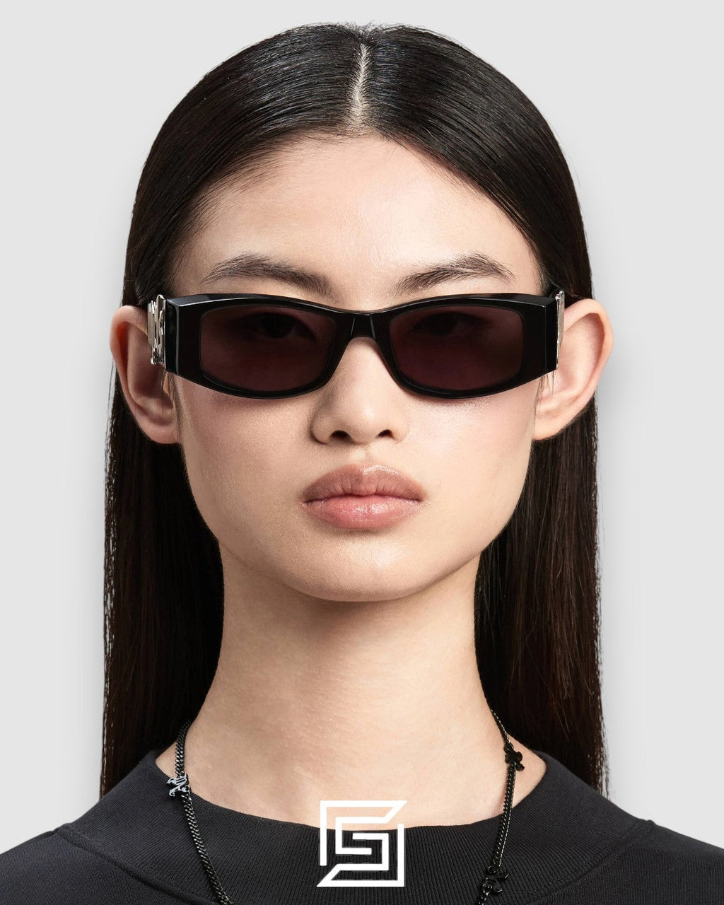 Palm Angels PERI001 إطار أسود مع عدسات سوداء