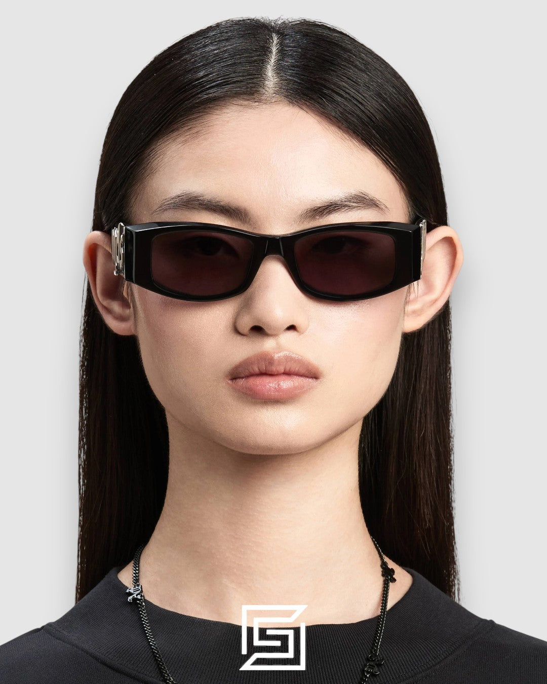 Palm Angels PERI001 إطار أسود مع عدسات سوداء