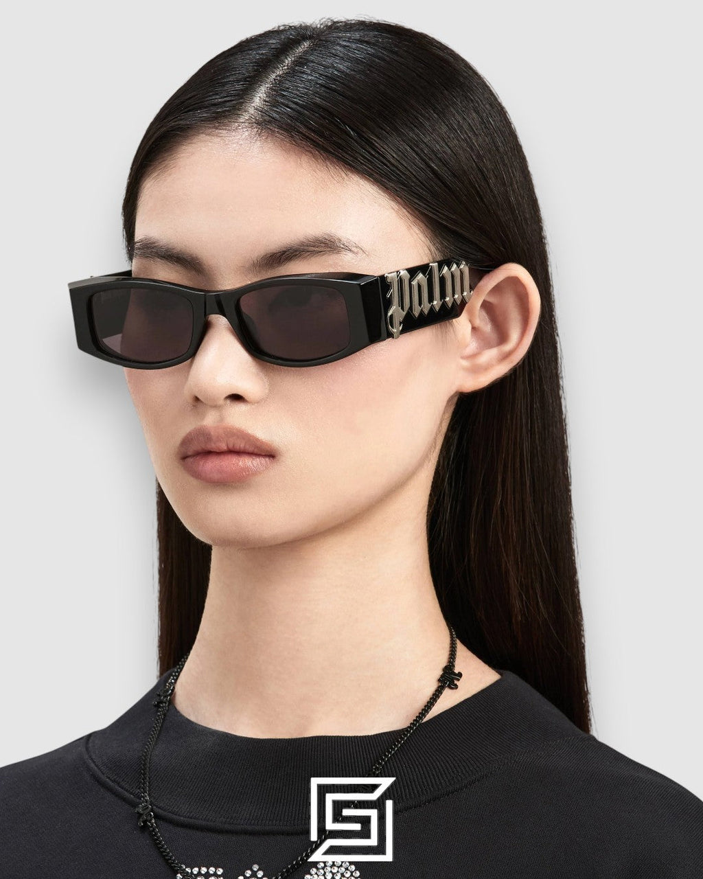 Palm Angels PERI001 إطار أسود مع عدسات سوداء