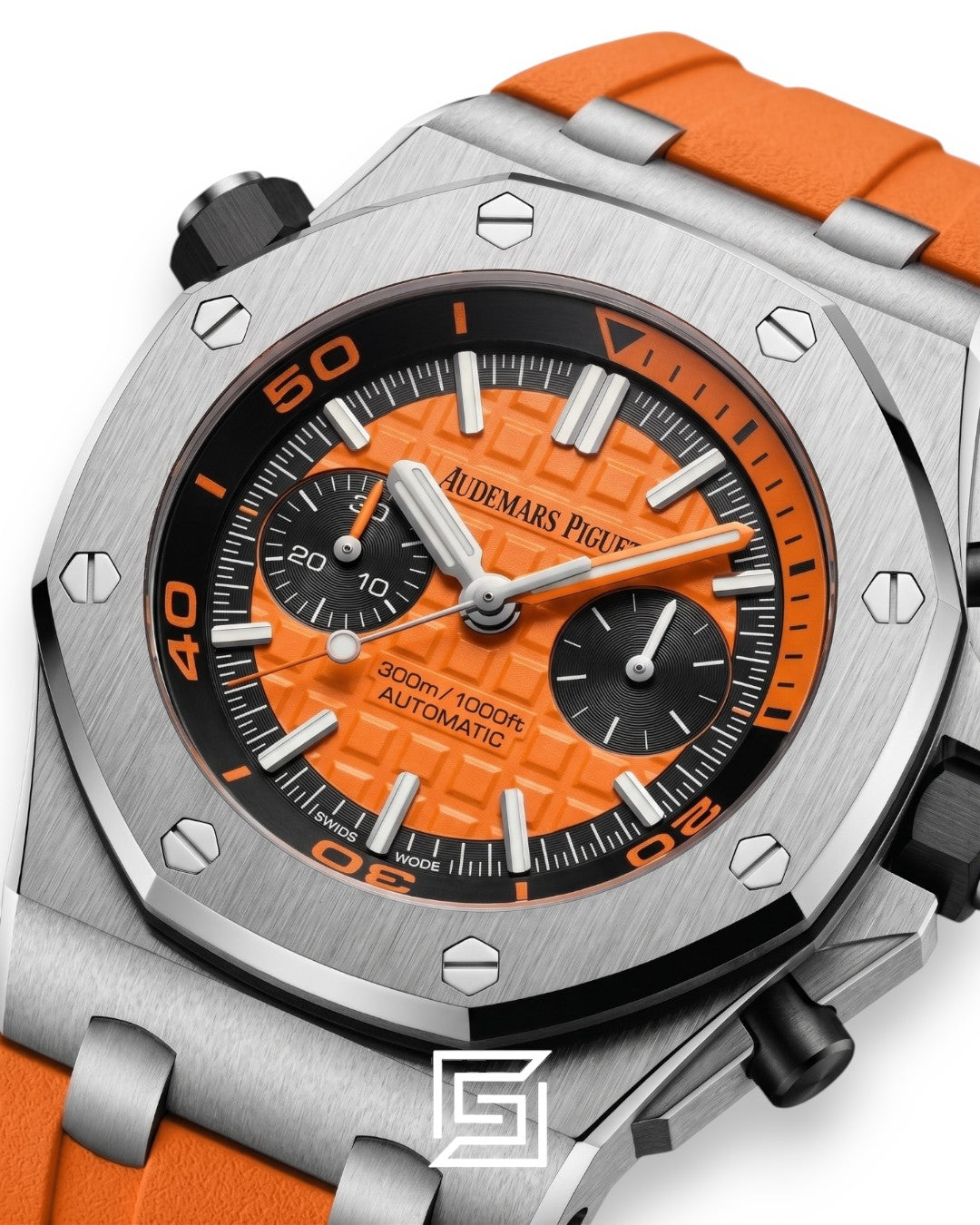 Royal Oak OffShore WF0851 Quartz 2 Counters Rubber Orange
