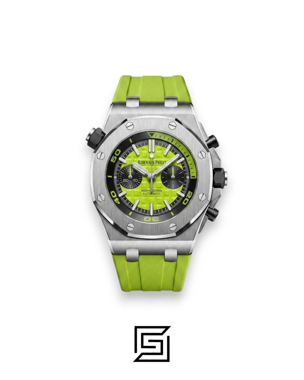 Royal Oak OffShore WF0851 Quartz 2 Counters Rubber Green