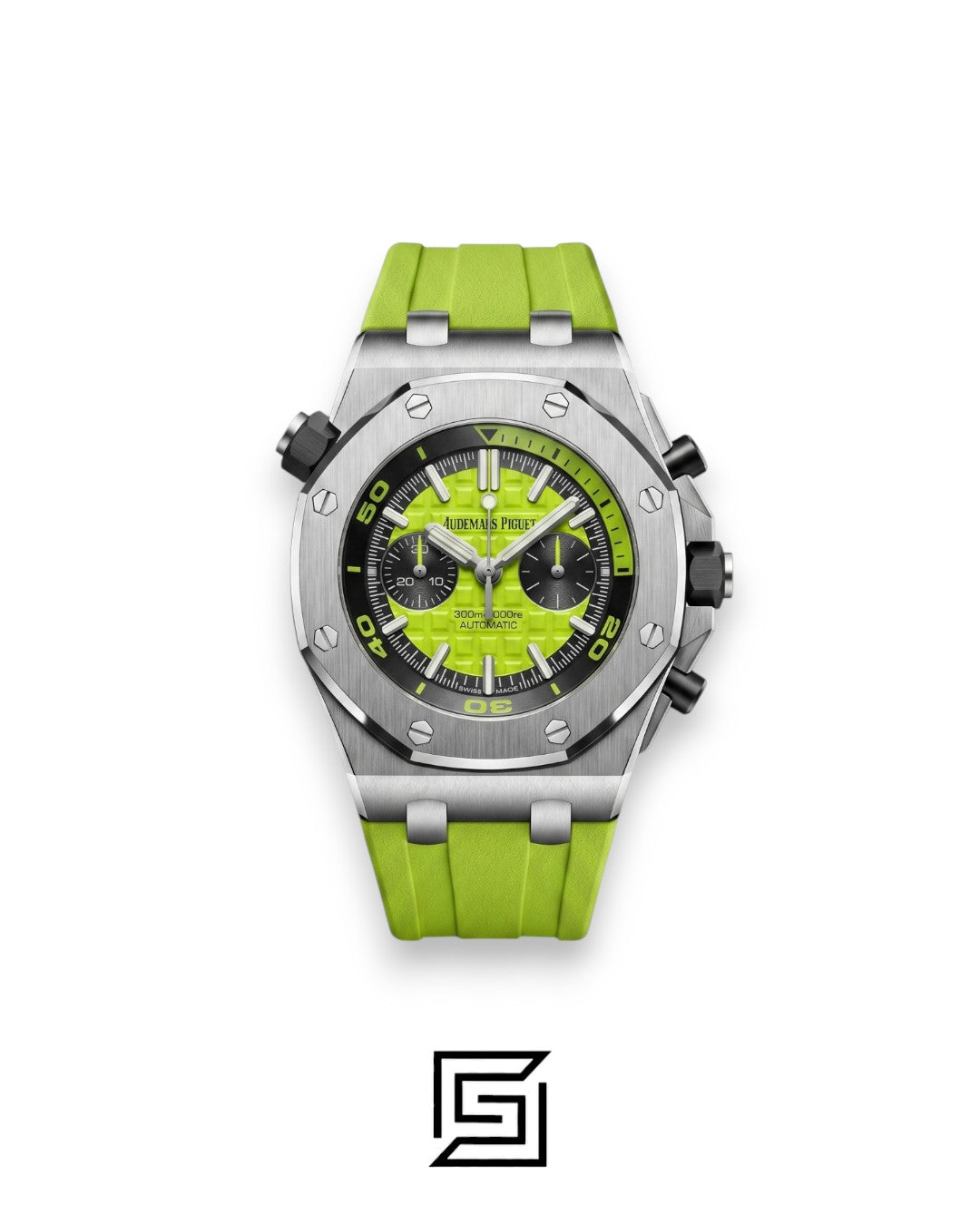Royal Oak OffShore WF0851 Quartz 2 Counters Rubber Green