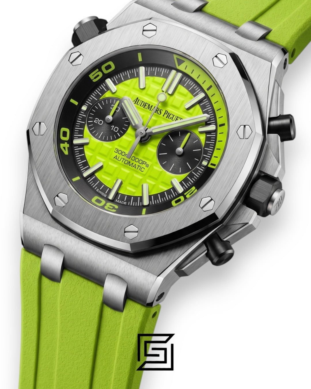 Royal Oak OffShore WF0851 Quartz 2 Counters Rubber Green