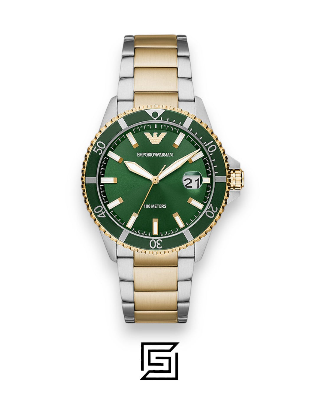 Armani AR80063 Two-Tone Stainless Steel Green Dial Men's Watch