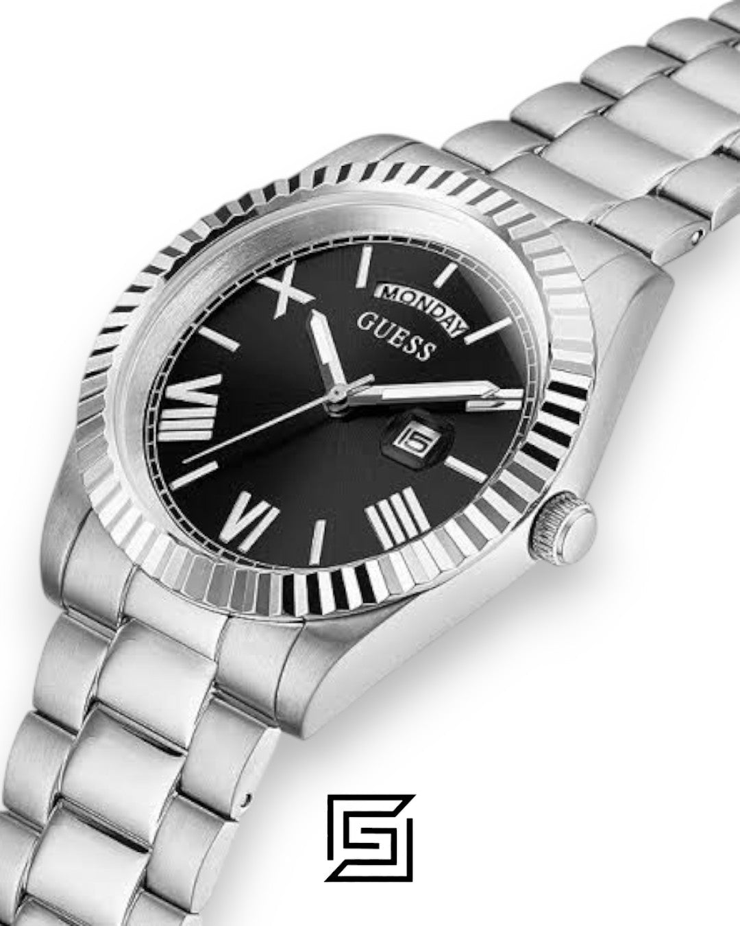 Guess GW0265G1 Men's Silver Stainless Steel Black Dial Watch