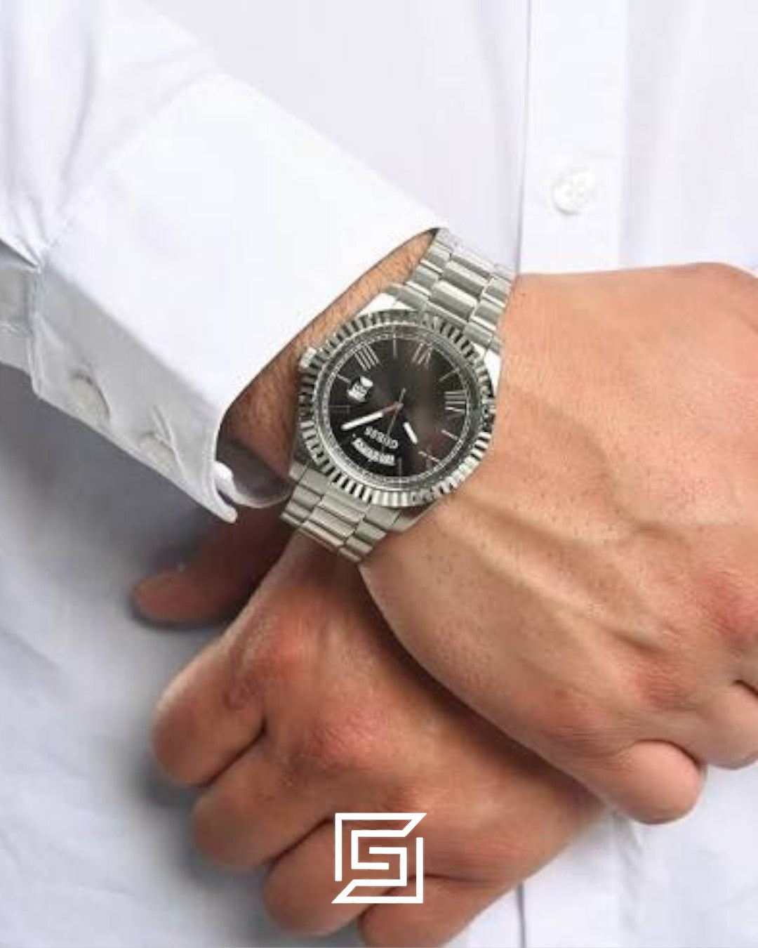 Guess GW0265G1 Men's Silver Stainless Steel Black Dial Watch