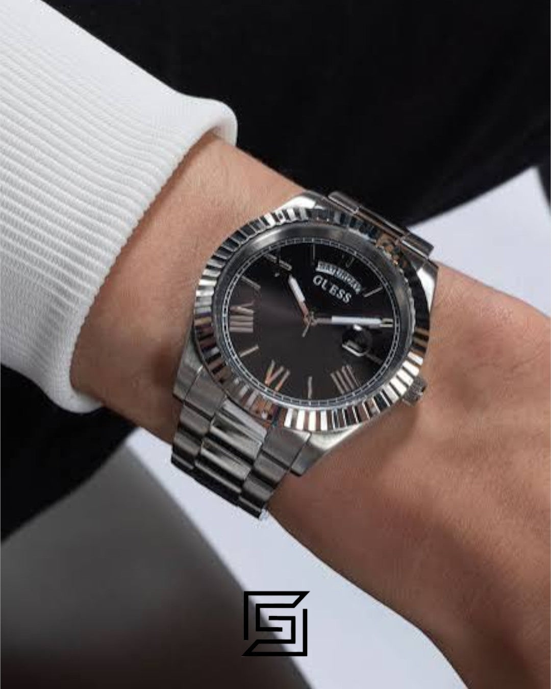 Guess GW0265G1 Men's Silver Stainless Steel Black Dial Watch