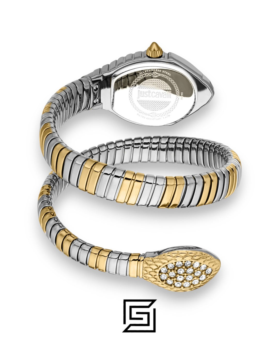 Just Cavalli JC1L355M0055 Bicolor Snake Watch Gold Case White Dial 33mm