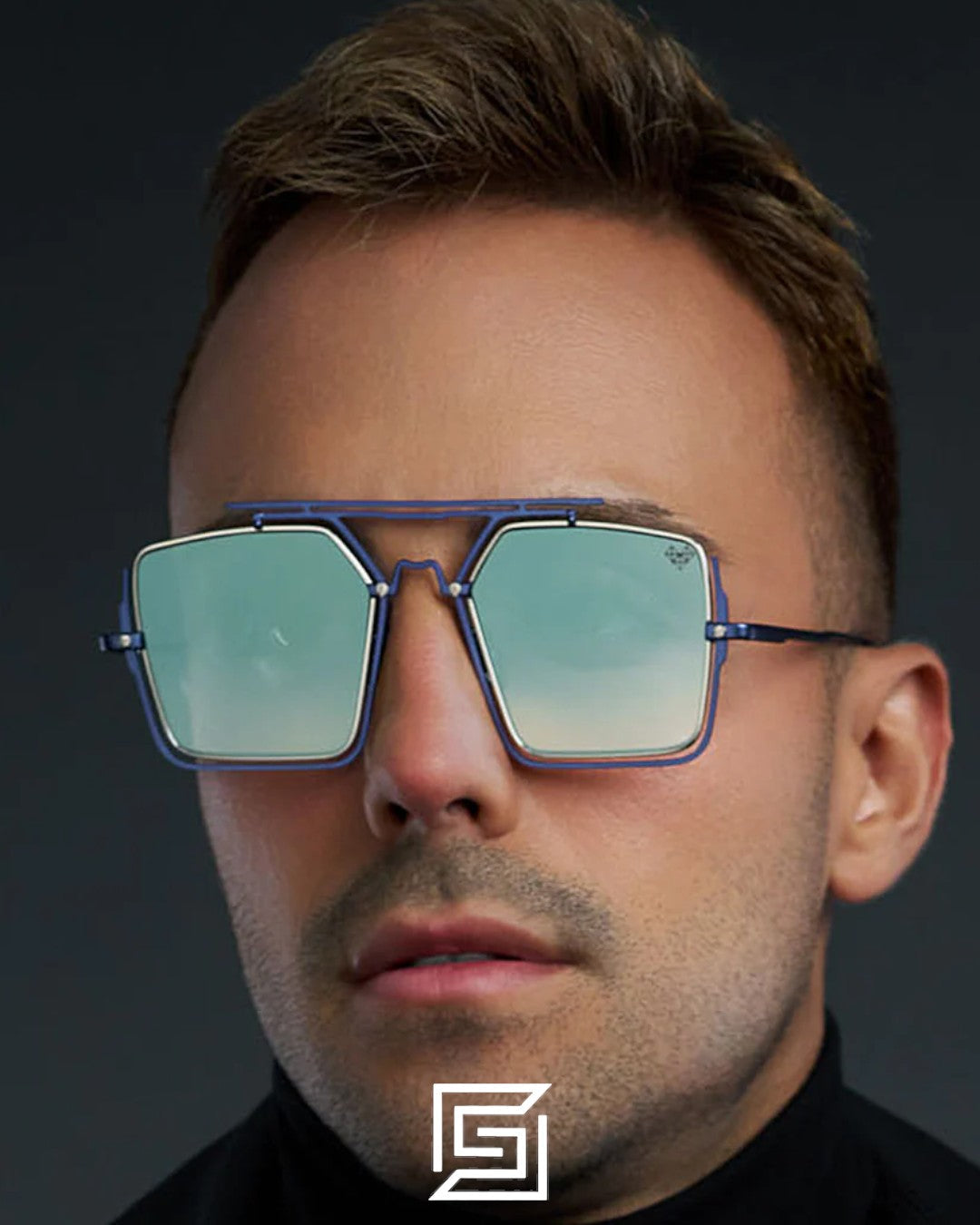 Vysen The Marcus - MA2 إطار فضي لامع أزرق داكن غير لامع عدسات متدرجة زرقاء